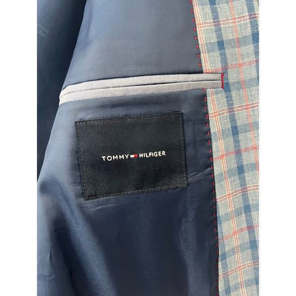Tommy Hilfiger Men's Modern-Fit Blue & Pink Checked Sport Coat • Men’s 44L - Picture 13 of 16